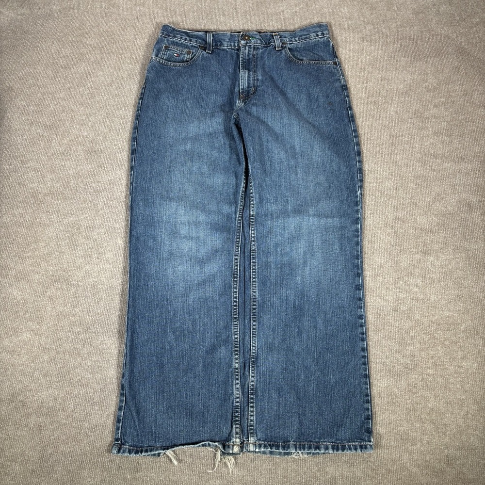 Vintage Tommy‎ Hilfiger Jeans 34x29 Loose Fit Straight Leg Blue Denim Baggy Y2K